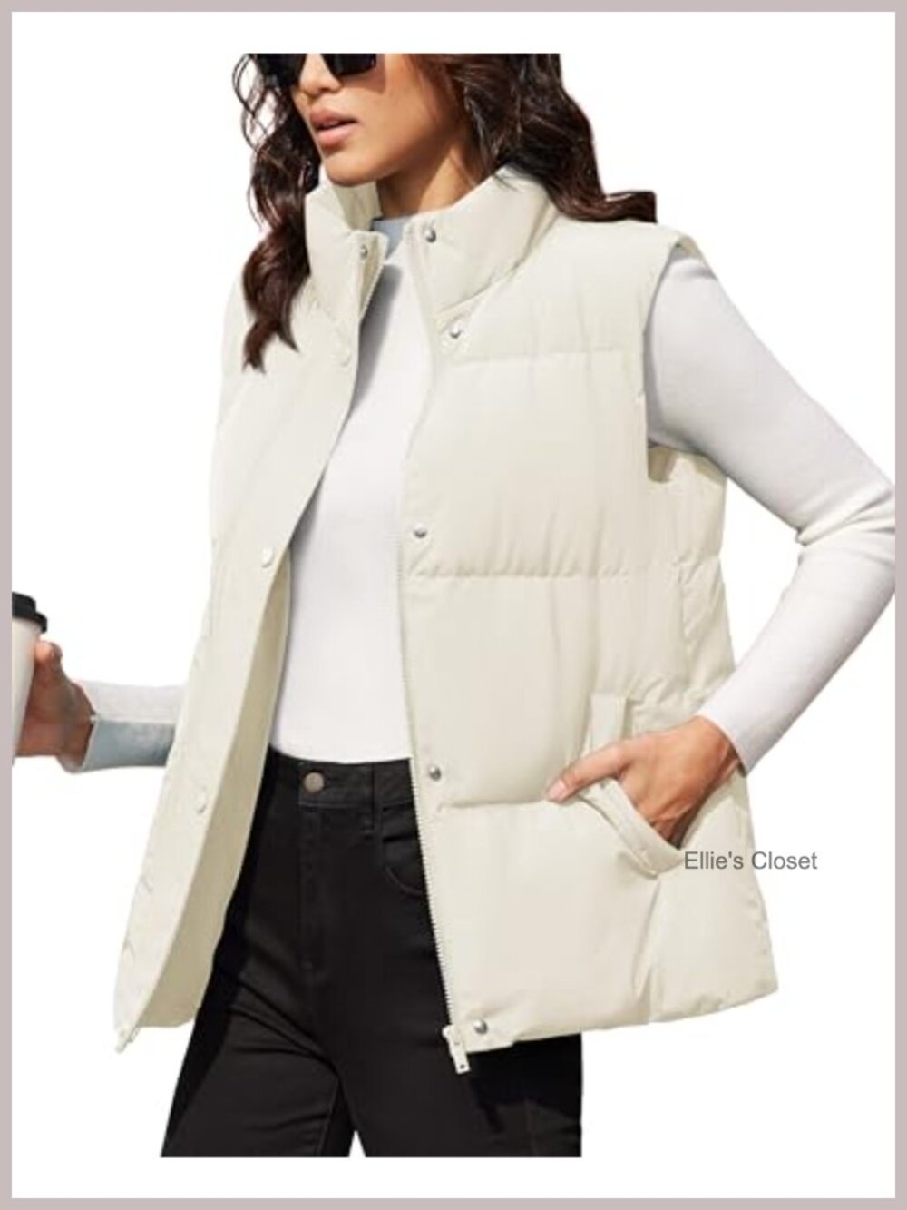 Oversized Duck Down Puffer Vest Sleeveless Button Zip Winter Jacket